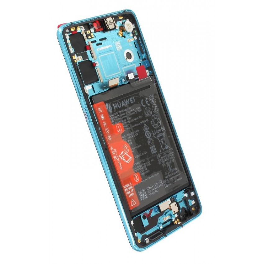 Дисплей Huawei P30 (2019) с сенсорным экраном и рамкой с аккумулятором Aurora оригинал (service pack)