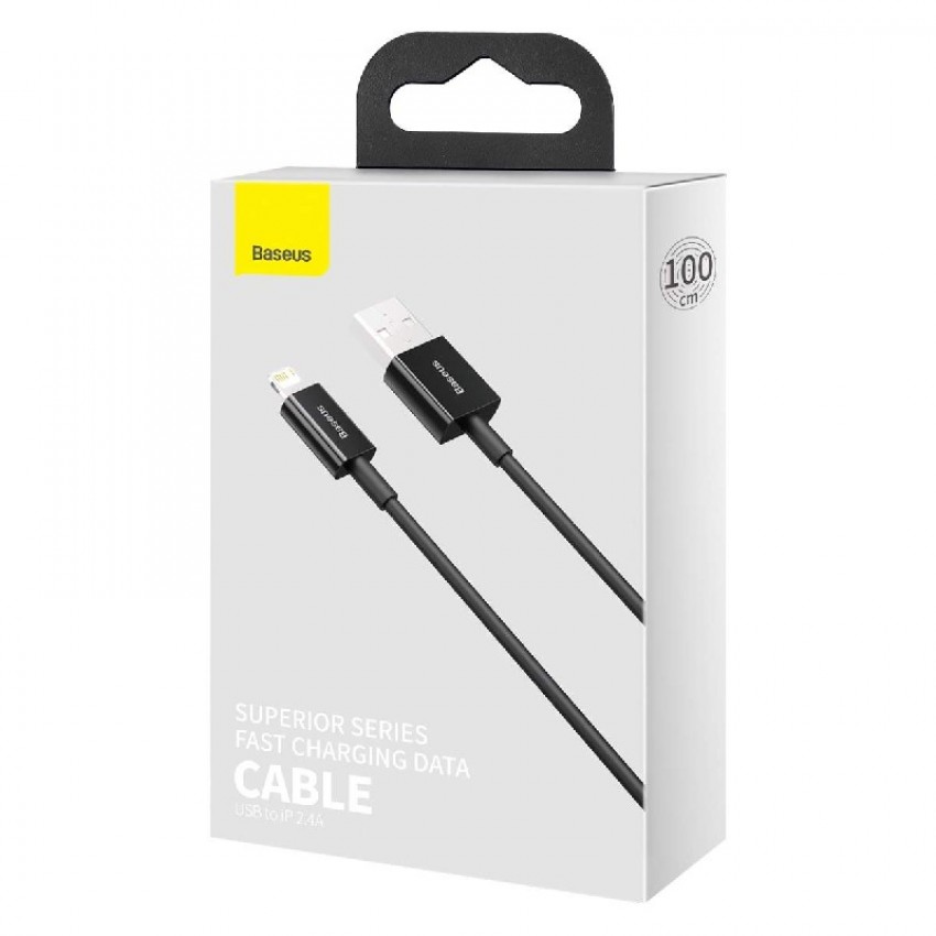 USB kabelis Baseus (CALYS-A01) lightning (2.4A) juodas 1M