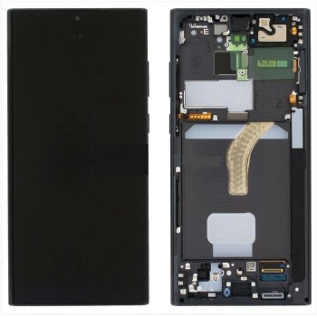 Ekranas Samsung S908 S22 Ultra su lietimui jautriu stikliuku ir rėmeliu Phantom Black originalus (service pack)