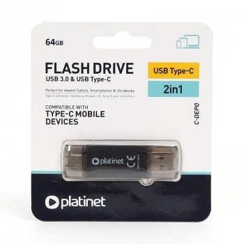 Atmintinė Platinet 64GB USB 3.0 + Type-C