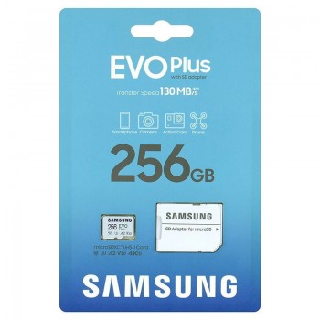 Memory card SAMSUNG EVO PLUS MicroSD 256GB (class10 UHS-III 130MB/s) + SD Adapter