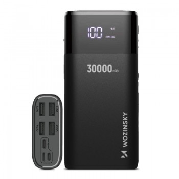 External battery POWER BANK Wozinsky (WPB-001BK) 30000mAh (4xUSB; LCD) black