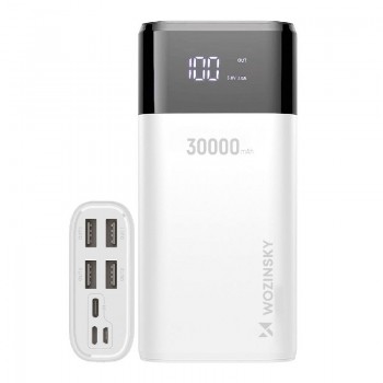 External battery POWER BANK Wozinsky (WPB-001BK) 30000mAh (4xUSB; LCD) white