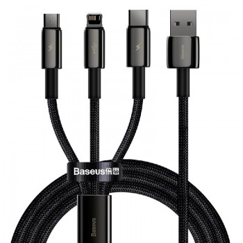 USB cable Baseus (CAMLTWJ-01) 3in1 lightning+micro+type-C (3.5A) black 1.5M
