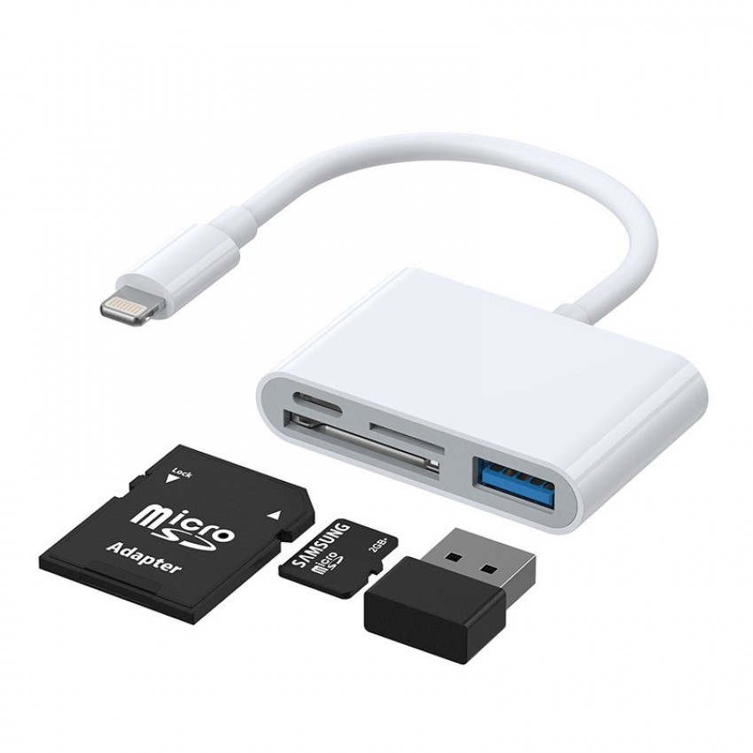Lightning HUB JOYROOM (S-H142) (USB OTG 3.2; SD,TF; type-C) white