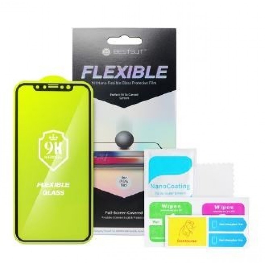 Screen protection glass Bestsuit Flexible Hybrid Glass 5D Apple iPhone 14 Pro case-friendly black
