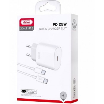 Charger XO Design L91 + "USB-C (Type-C) to "USB-C (Type-C) Cable" (1xUSB-C 25W) white