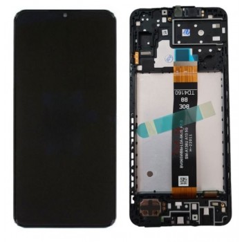 Ekranas Samsung A136 A13 5G su lietimui jautriu stikliuku ir rėmeliu Black originalus (service pack)