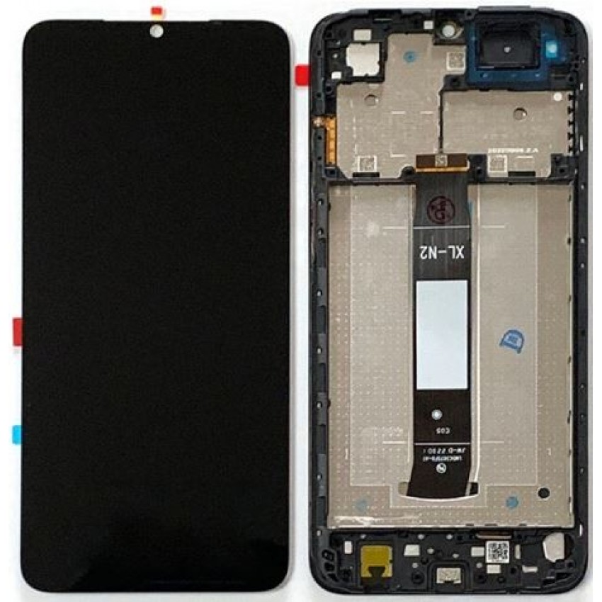 Ekranas Xiaomi Redmi A1/A1+ su lietimui jautriu stikliuku ir rėmeliu Black originalus (service pack)