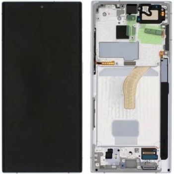 Ekranas Samsung S908 S22 Ultra su lietimui jautriu stikliuku ir rėmeliu Phantom White originalus (service pack)