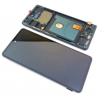 Ekranas Samsung G780/G781 S20 FE su lietimui jautriu stikliuku ir rėmeliu Cloud Navy Oled (real size)