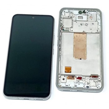 LCD screen Samsung A546 A54 5G 2023 with touch screen and frame White original (service pack)