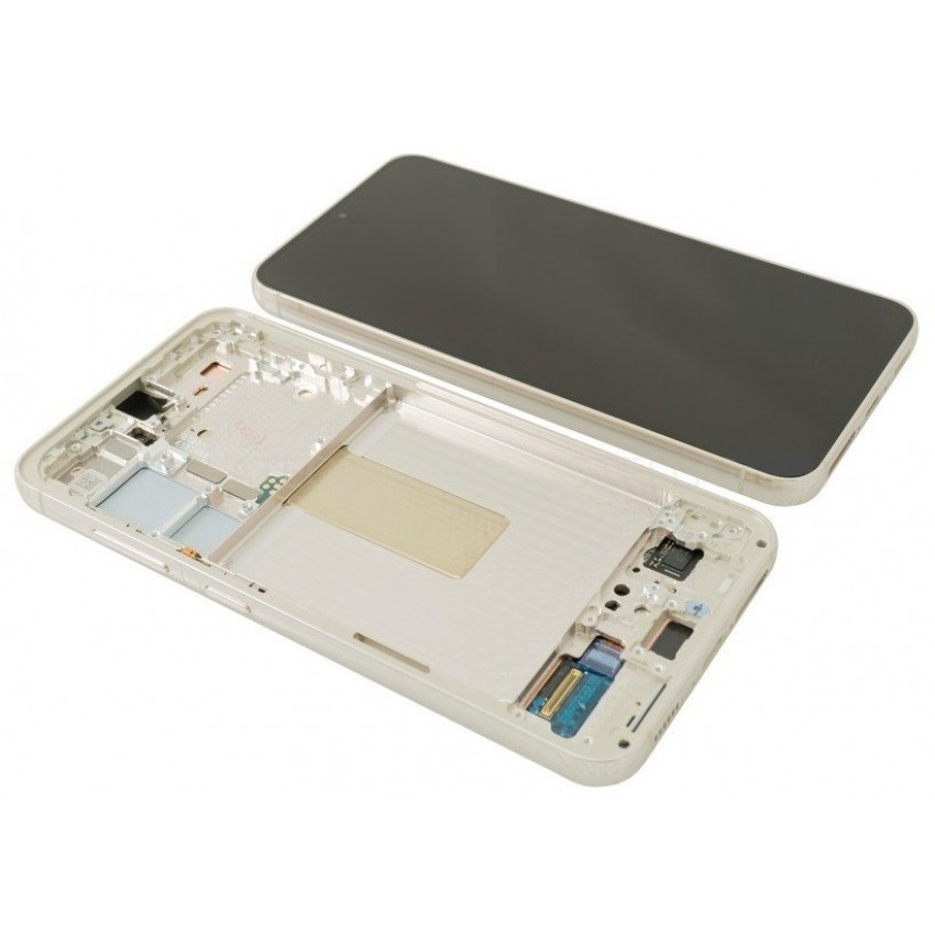 LCD screen Samsung S911 S23 5G with touch screen and frame Cream original (service pack)