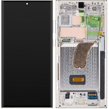 LCD screen Samsung S918 S23 Ultra 5G with touch screen and frame Cream original (service pack)