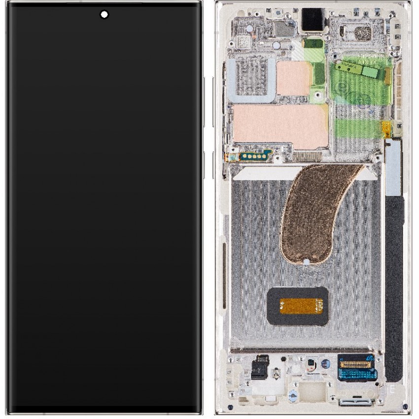 Ekranas Samsung S918 S23 Ultra 5G su lietimui jautriu stikliuku ir rėmeliu Cream originalus (service pack)