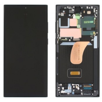 LCD screen Samsung S918 S23 Ultra 5G with touch screen and frame Graphite/Red original (assembled service pack)