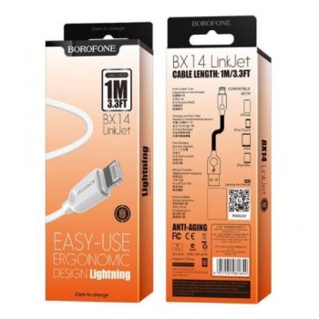 USB cable BOROFONE BX14 "lightning" white 1m