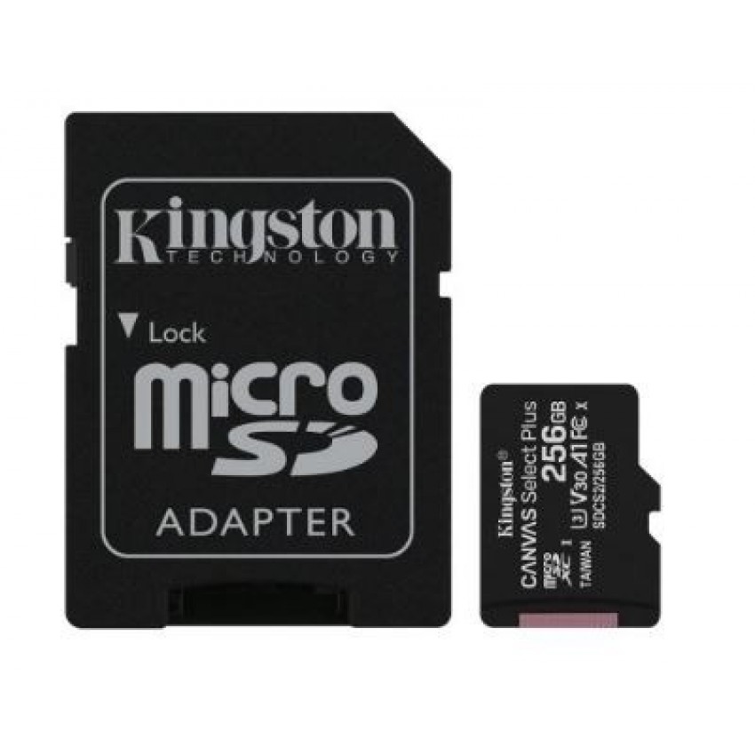 Карта памяти Kingston Canvas Select Plus MicroSD 256GB (class10 UHS-I 100MB/S) + SD адаптер