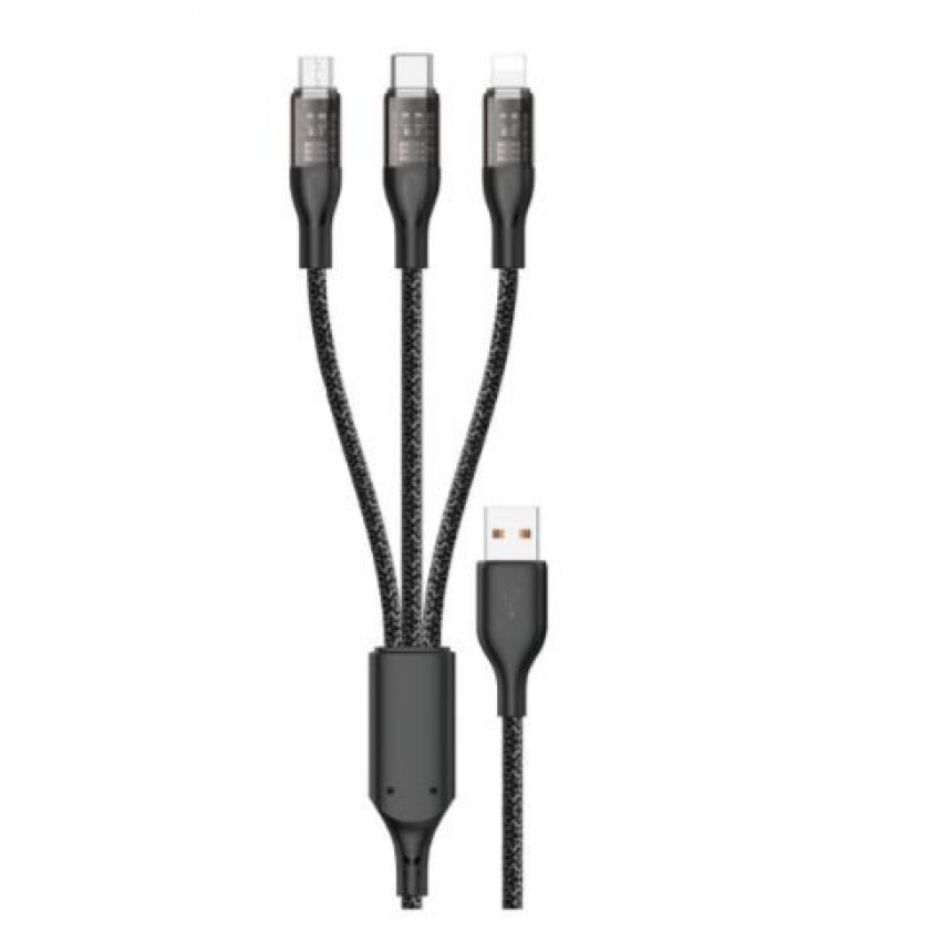USB cable Dudao (L22X) 3in1 lightning+micro+type-C (120W) 1m black