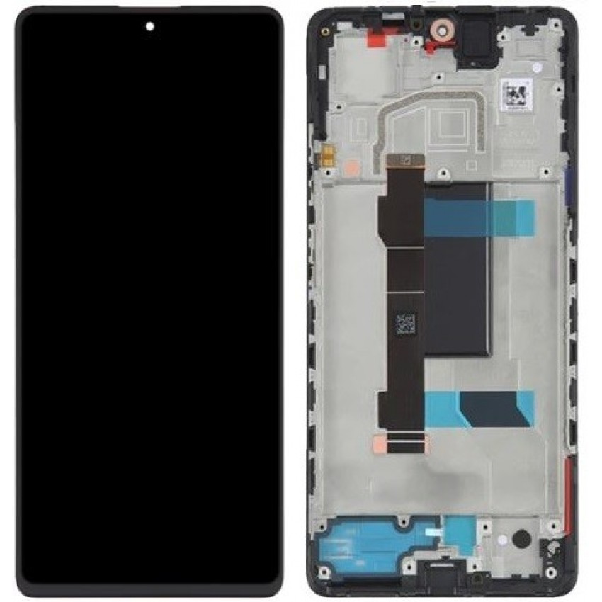 Ekranas Xiaomi Redmi Note 12 Pro 5G/Poco X5 Pro 5G su lietimui jautriu stikliuku ir rėmeliu Midnight Black originalus (service pack)