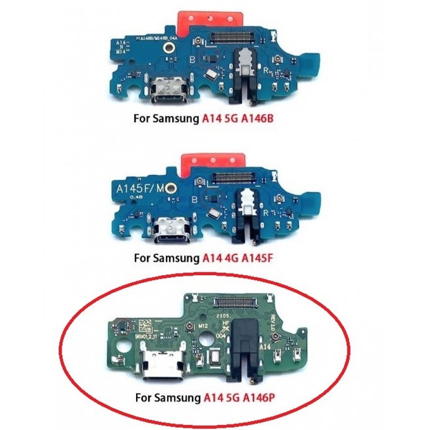Flex Samsung A146P A14 5G 2023 for plugin, microphone, headphone connector original (service pack)
