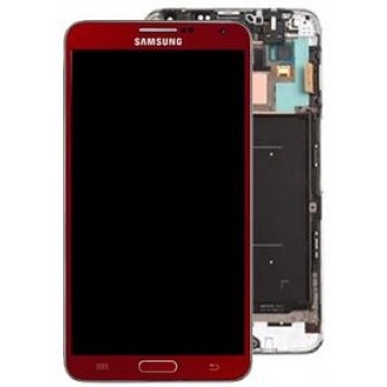 Ekranas Samsung N9005 Note 3 su lietimui jautriu stikliuku ir rėmeliu Red originalus (service pack)