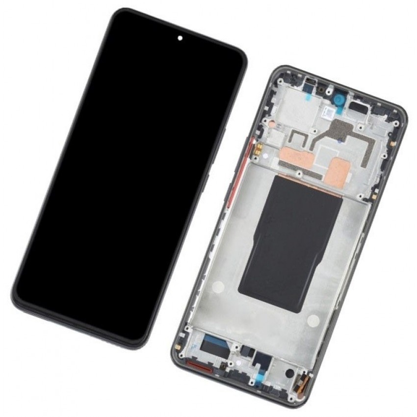 Ekranas Xiaomi 12T/12T Pro su lietimui jautriu stikliuku ir rėmeliu Black originalus (service pack)