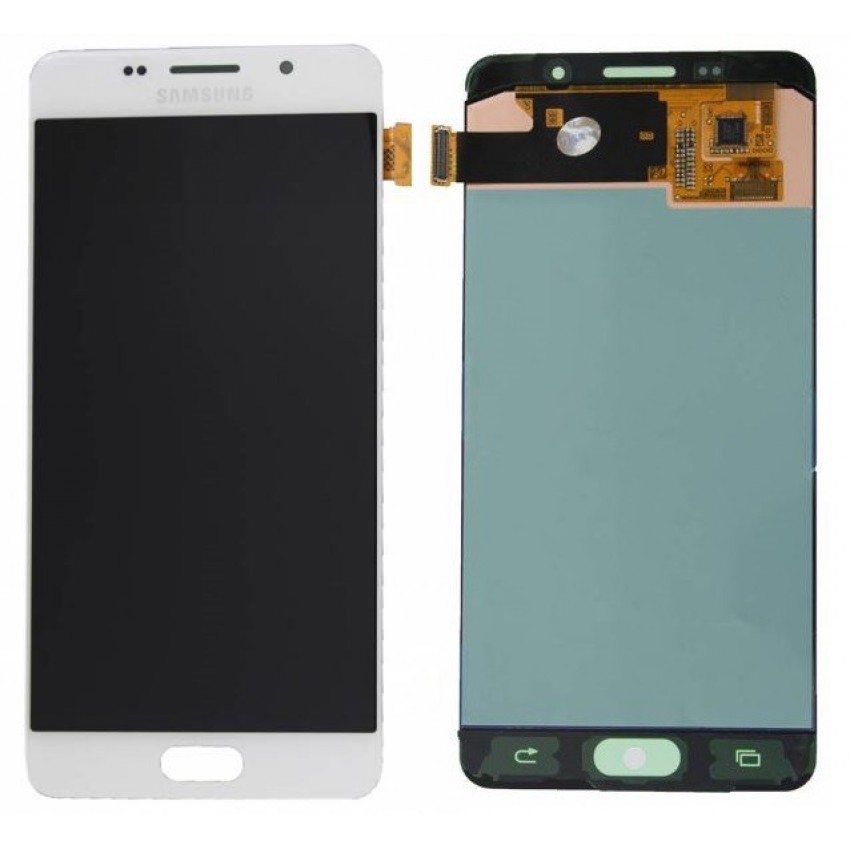LCD screen Samsung A510 A5 (2016) with touch screen White original (service pack)
