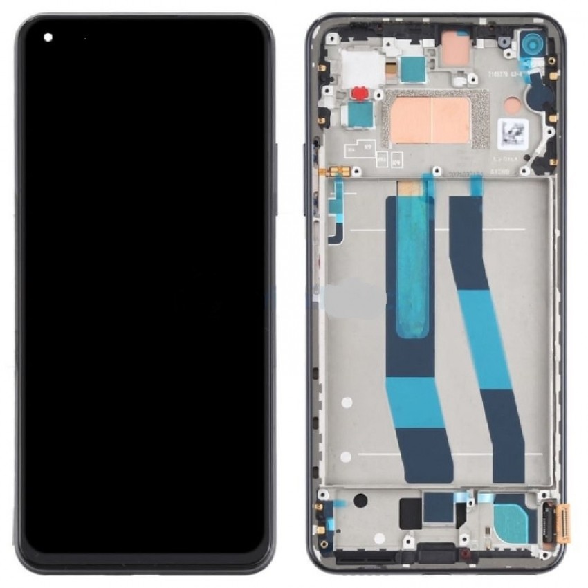 LCD screen Xiaomi 11 Lite 5G NE with touch screen with frame Black original (service pack)