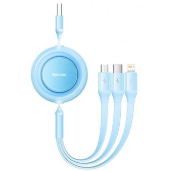 USB kabelis Baseus (CAMJ010017) 3in1 lightning+micro+Type-C (3.5A) mėlynas 1M