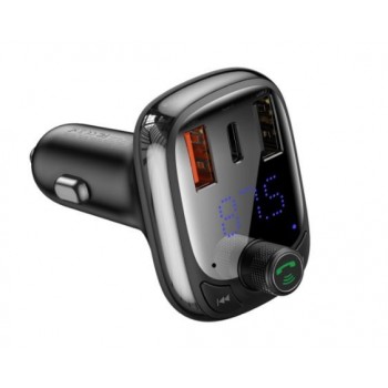 Car charger + FM transmiter BASEUS (S-13) (2xUSB;1xUSB-C) black