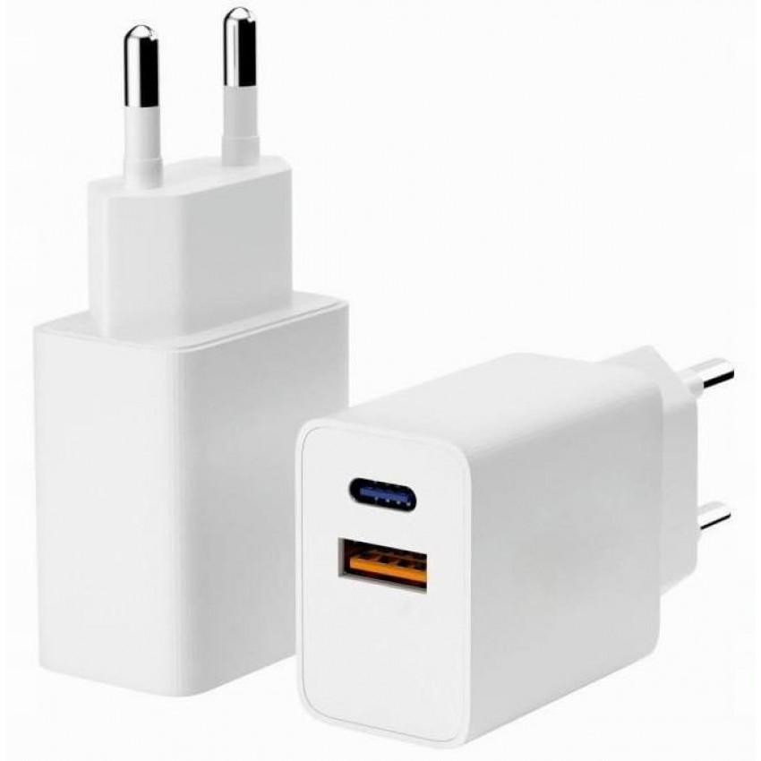 Charger DL Power Fast Charger (1xUSB-C; 1xUSB 3A 30W) white