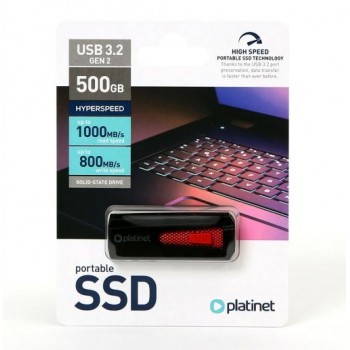 Atmintinė SSD Platinet USB 500GB (USB 3.2; R/W 1053/890 MB/s)