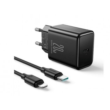 Charger JOYROOM (JR-TCF06) + "USB-C (Type-C) to Lightning Cable" (1xUSB-C 20W) black