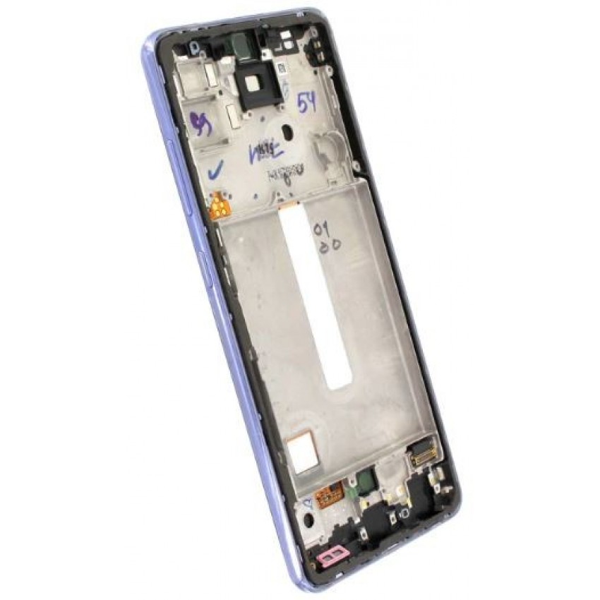 Ekranas Samsung A525/A526 A52 4G/5G 2021 su lietimui jautriu stikliuku ir rėmeliu Awesome Violet OLED (real size)