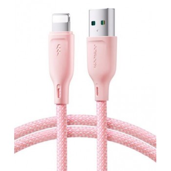 USB kabelis JOYROOM (SA34-AL3) lightning (3A) 1m rožinis