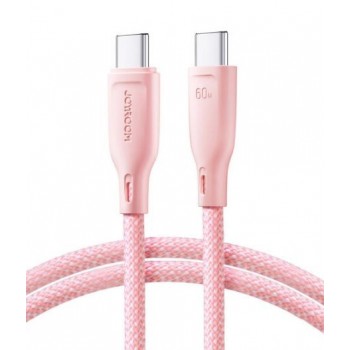 USB kabelis JOYROOM (SA34-CC3) "USB-C (Type-C) to USB-C (Type-C)" (60W 1m) rožinis