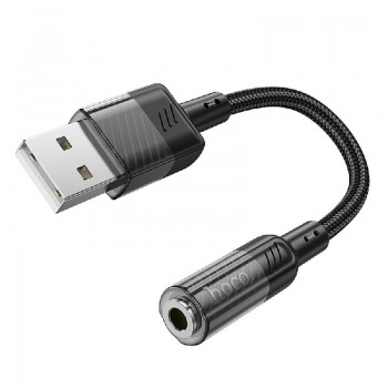 Audio adapteris HOCO (LS37) iš USB į AUX juodas
