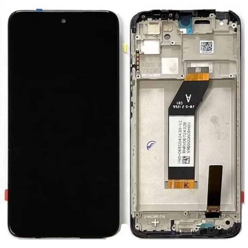 Ekranas Xiaomi Redmi 10 2021 su lietimui jautriu stikliuku ir rėmeliu Black ORG