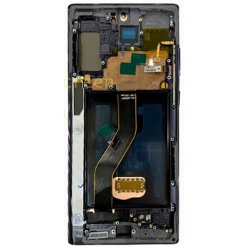 Ekranas Samsung N975 Note 10 Plus/N976 Note 10 Plus 5G su lietimui jautriu stikliuku ir rėmeliu Black OLED (real size)
