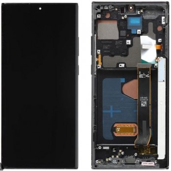 Ekranas Samsung N985/N986 Note 20 Ultra su lietimui jautriu stikliuku ir rėmeliu Mystic Black OLED (real size)