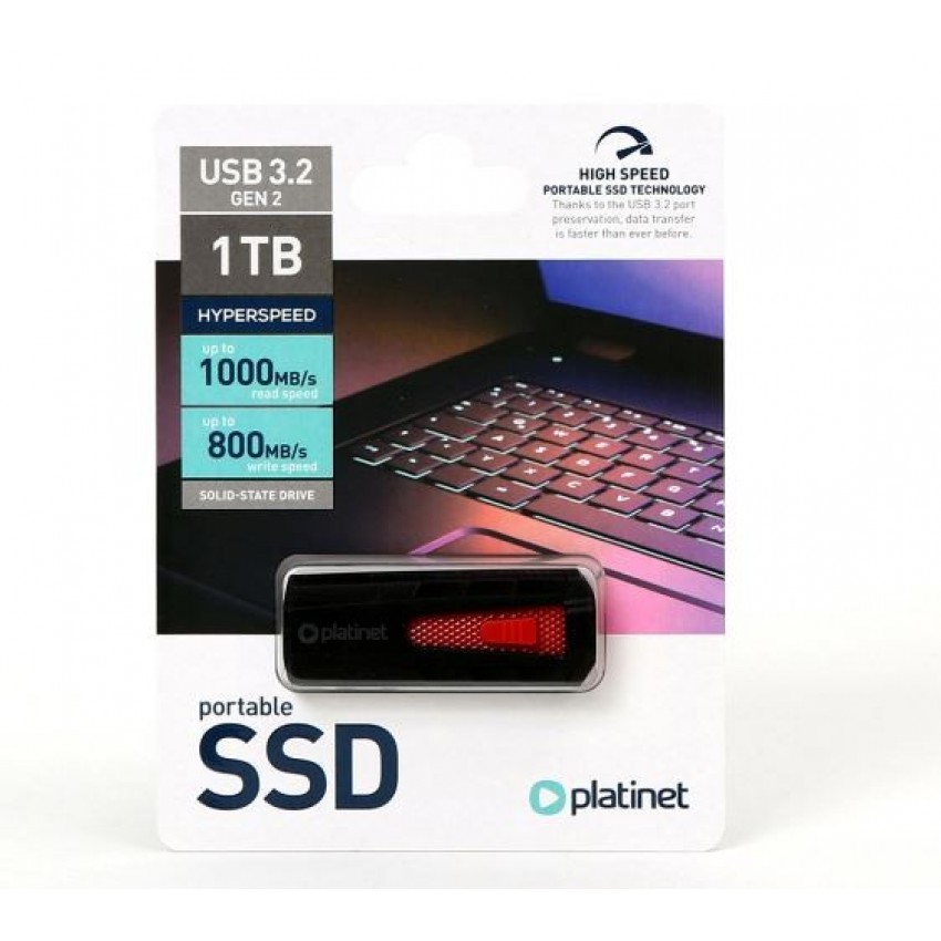 USB memory drive SSD Platinet USB 1TB (USB 3.2; R/W 1000/800 MB/s)