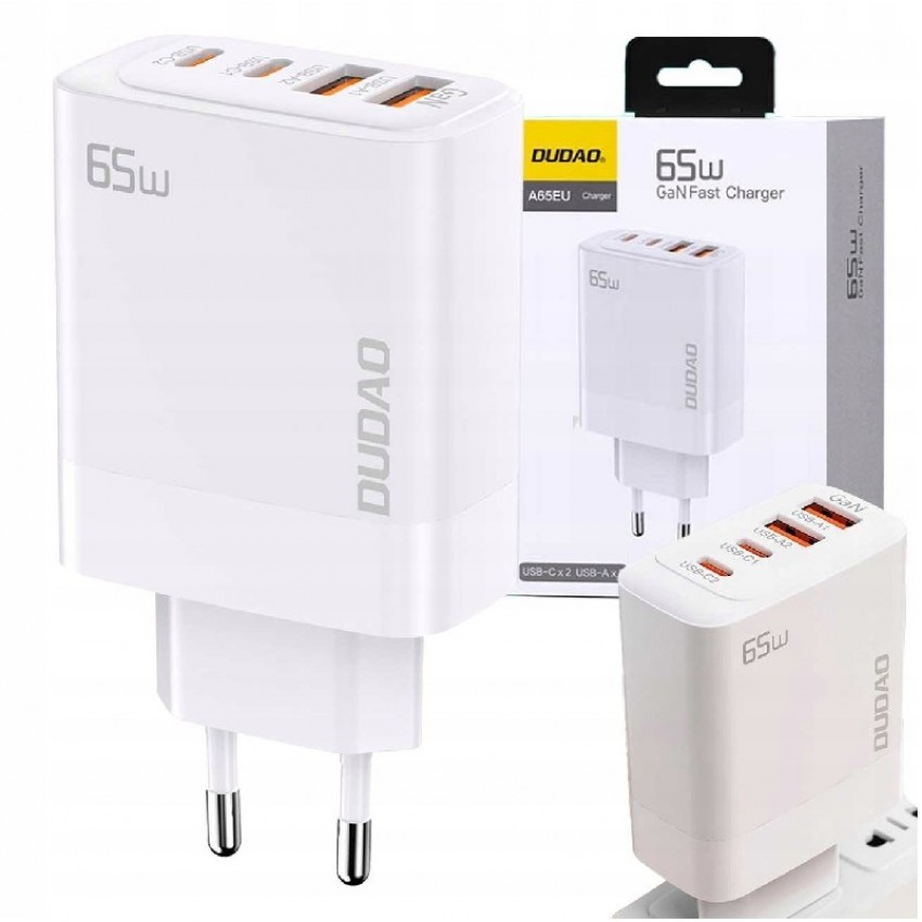 Charger Dudao (A65EU) (2xUSB-C; 2xUSB 65W) white