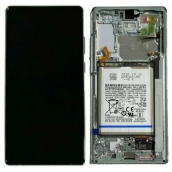 Ekranas Samsung N980/N981 Note 20 su lietimui jautriu stikliuku ir rėmeliu Mystic Grey originalus (service pack)