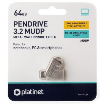 Memory usb drive Platinet Metal UDP 64GB USB 3.2 + Type-C