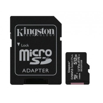 Atminties korta Kingston Canvas Select Plus MicroSD 512GB (class10 UHS-I 100MB/S) + SD Adapteris