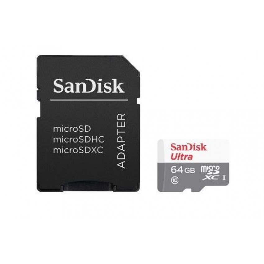 Карта памяти SanDisk Ultra MicroSD 64GB (class10 UHS-I 100MB/S) + SD Aдаптер