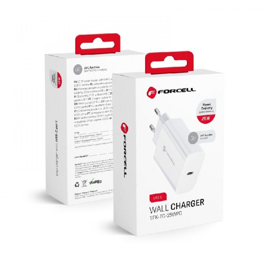 Charger Forcell (1xUSB-C 3A 25W) white