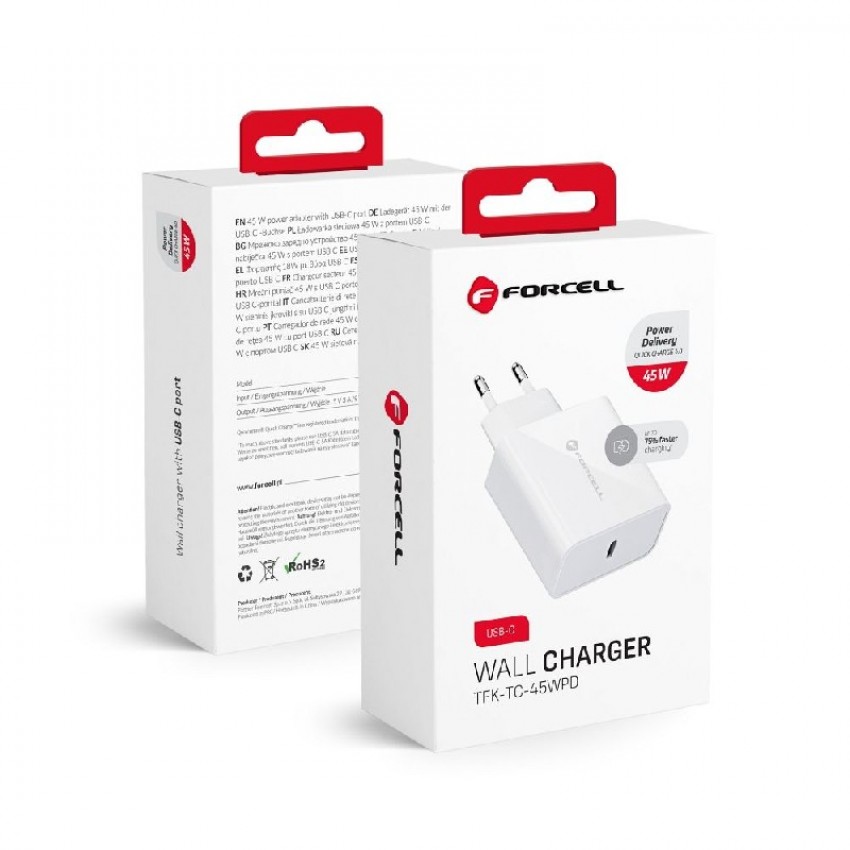 Charger Forcell (1xUSB-C 3A 45W) white