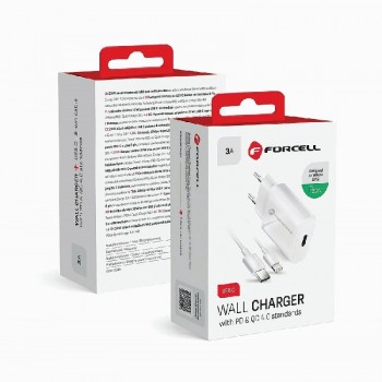 Charger Forcell + "USB-C (Type-C) to Lightning Cable" (1xUSB-C 3A 20W) white